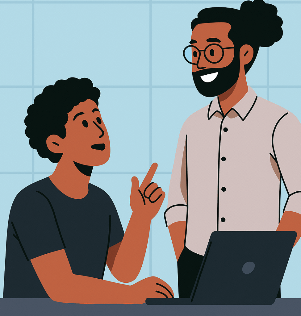 Illustration of front-end and back-end web development